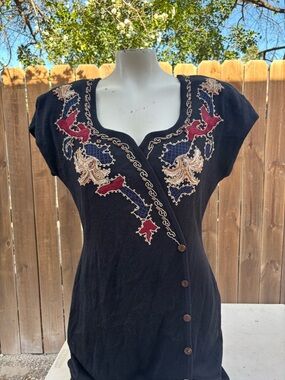 1990s Vintage Carole Little Dresses maxi dress size Large black.